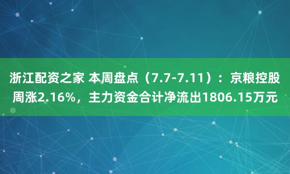 浙江配资之家 本周盘点（7.7-7.11）：京粮控股周涨2.16%，主力资金合计净流出1806.15万元